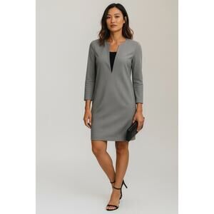 M.Martin Minimalist long-sleeved Wool mini dress Size 4 Semi formal Career Gray